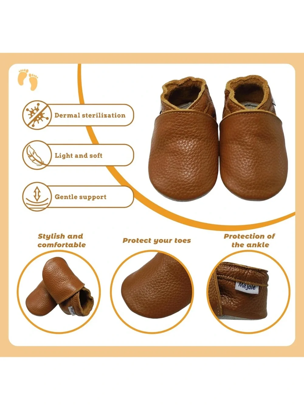 Mejale Toddler Moccasin Slip-On Soft Sole Genuine Leather Barefoot Shoes